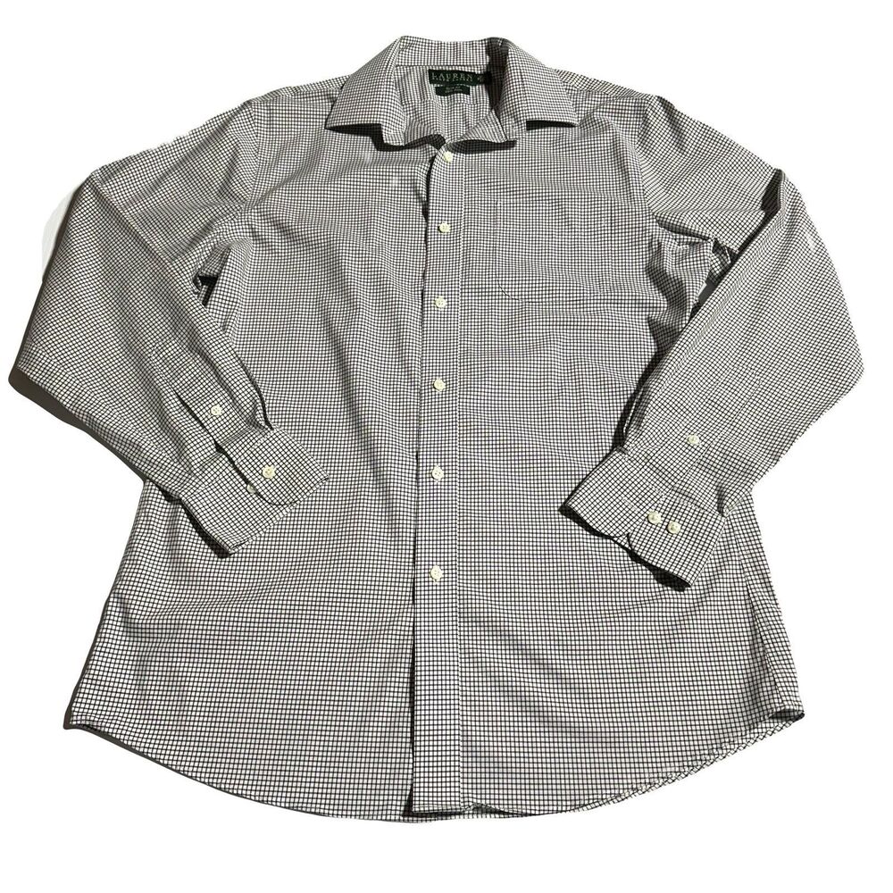 Lauren Ralph Lauren Men's Slim Fit Non Iron Dress Shirt Size 16 34/35 Checked